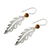 Tiger's eye dangle earrings, 'Forest Fancy' - Sterling Silver Leaf and Tiger's Eye Bead Dangle Earrings