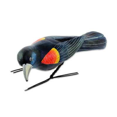 Ceramic Figurine of a Red-Winged Blackbird from Guatemala