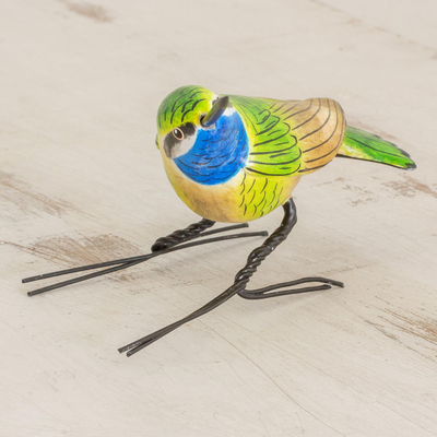 Ceramic figurine, 'Blue-Throated Hummingbird' - Handcrafted Blue-Throated Hummingbird Ceramic Figurine