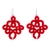 Hand-tatted dangle earrings, 'Poppy Lace' - Hand-Tatted Dangle Earrings in Poppy from Guatemala