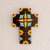 Gourd and wood wall cross, 'Designs of Old' - Colorful Floral Gourd and Wood Wall Cross from El Salvador thumbail