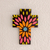 Wandkreuz aus Kürbis und Holz - Wandkreuz mit Blumenmuster aus Kürbis und Holz aus El Salvador