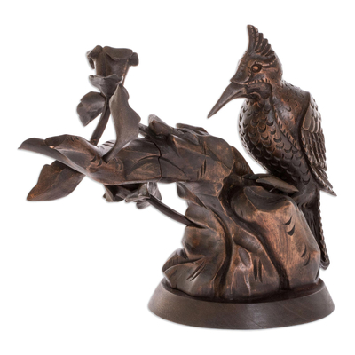 escultura de madera de cedro - Escultura de pájaro de madera de cedro tallada a mano de Guatemala