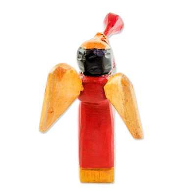 Wood figurine, 'Glorious Announcement' - Handcrafted Pinewood Angel Figurine from Guatemala