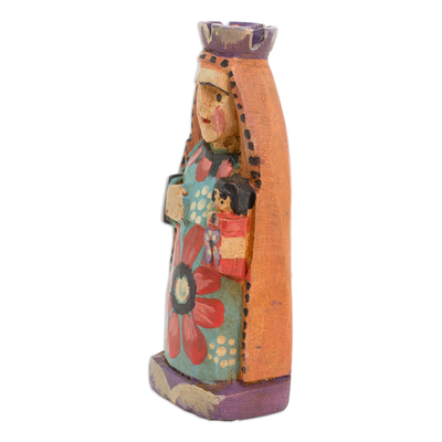 estatuilla de madera - Figura Virgen de Madera de Pino pintada a mano de Guatemala