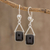 Jade dangle earrings, 'Mayan Peaks in Black' - Jade Dangle Earrings in Black from Guatemala (image 2) thumbail