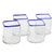Vasos de jugo de vidrio reciclado, (juego de 4) - Vasos de jugo de vidrio reciclado transparente con borde azul (juego de 4)