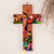 Wood wall cross, 'Good Adventure' - Hand-Painted Pinewood Wall Cross from El Salvador