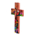 Wood wall cross, 'Good Adventure' - Hand-Painted Pinewood Wall Cross from El Salvador
