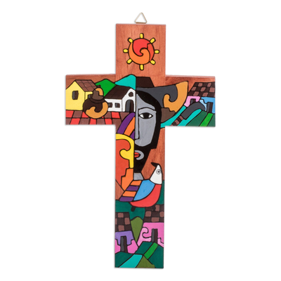 Handcrafted Pinewood Wall Cross from El Salvador
