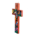 Wood wall cross, 'Possession of Two Hearts' - Handcrafted Pinewood Wall Cross from El Salvador (image 2b) thumbail