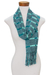 Rayon scarf, 'Sweet Ocean' - Hand Woven Striped Rayon Wrap Scarf from Guatemala
