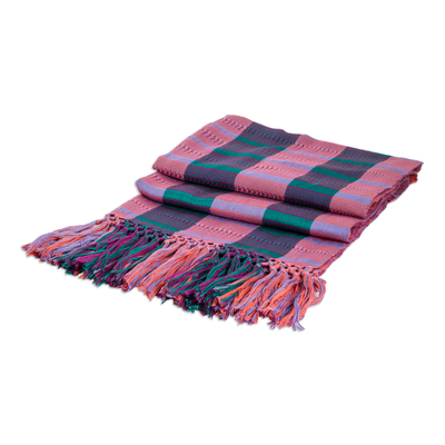 Rayon scarf, 'Sweet Grace' - Hand Woven Striped Rayon Wrap Scarf from Guatemala
