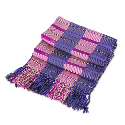 Rayon scarf, 'Sweet Beauty' - Hand Woven Striped Rayon Wrap Scarf from Guatemala