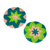 Cotton crocheted coasters, 'Ocean Starburst' (set of 6) - Green and Pink Starburst Cotton Crochet Coasters (Set of 6) (image 2c) thumbail