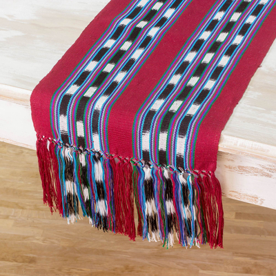 Cotton table runner, 'Road to Santa Cruz' - Hand Woven Cotton Table Runner from Guatemala
