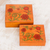 Dekoboxen aus Holz, (Paar) - Quadratische Dekoboxen aus Kiefernholz mit rot-orangefarbenen Blumen (Paar)
