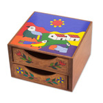 Wood jewelry box, 'Salvadoran Landscapes' - Colorful Pinewood Jewelry Box from El Salvador