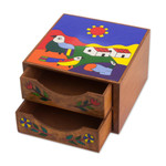 Wood jewelry box, 'Salvadoran Landscapes' - Colorful Pinewood Jewelry Box from El Salvador