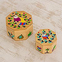 Wood decorative boxes, Gods Nature (pair)