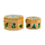 Wood decorative boxes, 'God's Nature in Green' (pair) - Pair of Pinewood Decorative Boxes with Bird Motifs in Green