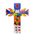 Wood wall cross, 'Sacred Book' - Hand-Painted Pinewood Wall Cross from El Salvador (image 2a) thumbail