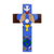 Holzwandkreuz, 'Die Eucharistie - Handbemaltes christliches Wandkreuz aus Kiefernholz aus El Salvador
