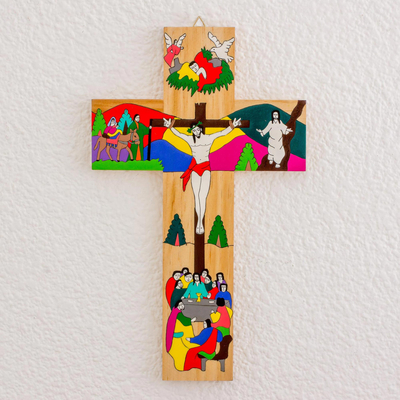 Wood wall cross, The Life of Jesus