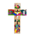Wood wall cross, 'The Life of Jesus' - Hand-Painted Pinewood Wall Cross of Jesus from El Salvador