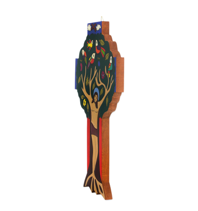 Wood wall cross, 'Tree of Jesus' - Tree-Themed Religious Pinewood Wall Cross from El Salvador