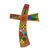 Wood wall cross, 'Birds and Flowers' - Floral Bird Motif Pinewood Wall Cross from El Salvador (image 2a) thumbail