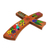 Wood wall cross, 'Birds and Flowers' - Floral Bird Motif Pinewood Wall Cross from El Salvador