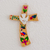 Wood wall cross, 'Beauty and Purity' - Hand-Painted Bird Motif Pinewood Wall Cross from El Salvador thumbail