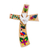 Wood wall cross, 'Beauty and Purity' - Hand-Painted Bird Motif Pinewood Wall Cross from El Salvador (image 2a) thumbail