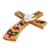Wood wall cross, 'Beauty and Purity' - Hand-Painted Bird Motif Pinewood Wall Cross from El Salvador
