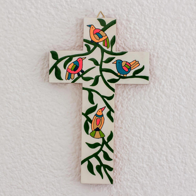 Wood wall cross, Holy Birds