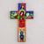 Wood wall cross, 'Birth of Jesus' - Hand-Painted Nativity Pinewood Wall Cross from El Salvador thumbail