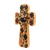 Wood wall cross, 'Nature of Love' - Bird and Floral Motif Pinewood Wall Cross in Brown