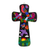 Wood wall cross, 'Neon Nature' - Pinewood Wall Cross with Neon Bird Motifs from El Salvador (image 2a) thumbail