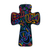 Wood wall cross, 'Colorful Beauty in Blue' - Blue Pinewood Wall Cross with Bird Motifs from El Salvador (image 2a) thumbail