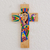Cruz de pared de madera, 'Mujer virtuosa' - Cruz de pared de madera de pino pintada a mano en El Salvador