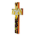 Wood wall cross, 'Bird of Hope' - Hand-Painted Pinewood Wall Cross with a Dove of Peace