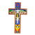Wood wall cross, 'Beautiful Resurrection' - Hand-Painted Pinewood Wall Cross of Jesus from El Salvador