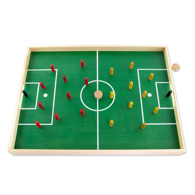 Pinewood game, 'Desktop Soccer' - Handcrafted Wood and Cork Desktop Soccer Game from Guatemala