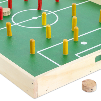 Pinewood game, 'Desktop Soccer' - Handcrafted Wood and Cork Desktop Soccer Game from Guatemala