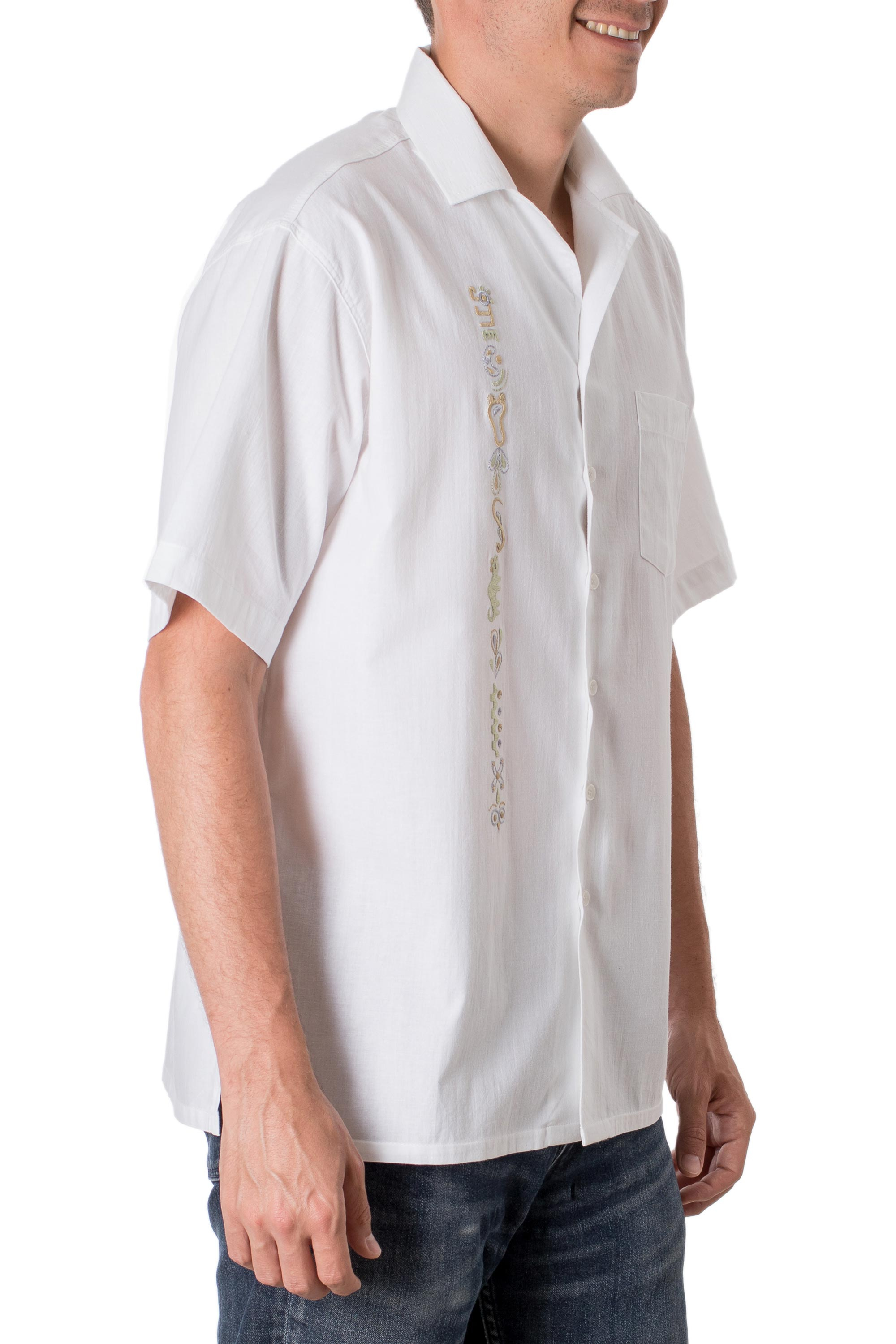 UNICEF Market | Embroidered Men's Cotton Guayabera Shirt from El ...