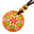 Wood pendant necklace, 'Vibrant Seed in Orange' - Floral Pinewood Pendant Necklace in Orange from Guatemala (image 2b) thumbail