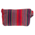 Cotton cosmetics bag, 'Festive Stripes' - Red and Navy Stripe Handwoven Cotton Cosmetics Bag