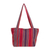 Cotton tote, 'Festive Stripes' (13 inch) - Red and Navy Stripe Handwoven Cotton Lined Tote (13 Inch)