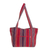 Cotton tote, 'Festive Stripes' (13 inch) - Red and Navy Stripe Handwoven Cotton Lined Tote (13 Inch)